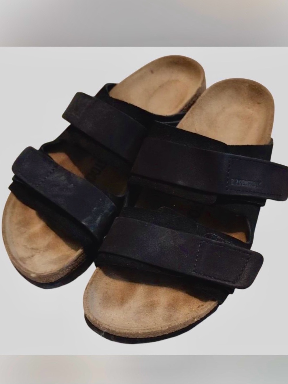 Birkenstock Black Two-Strap Suede Sandals 38 Perfect condition